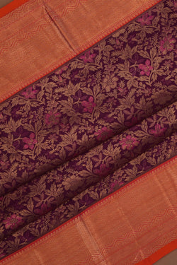 Image of Kanchipattu Rangkat Brocade Violet Saree