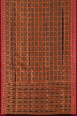 Image of Banarasi Silk Brocade Brown Saree