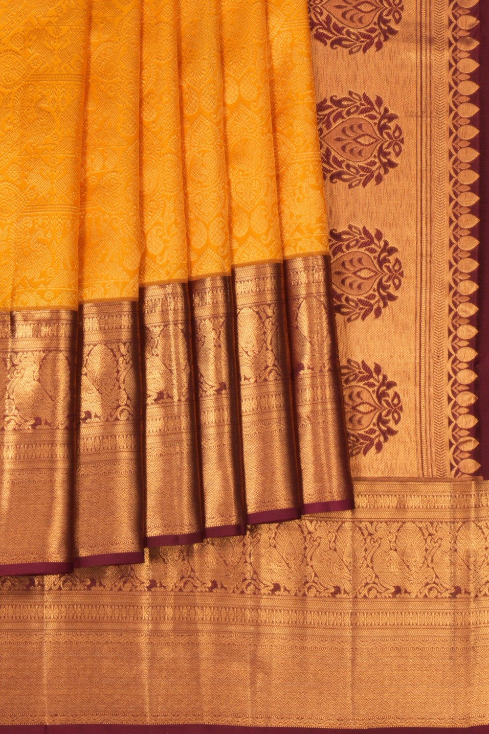 Kanchipattu Brocade Yellow Saree