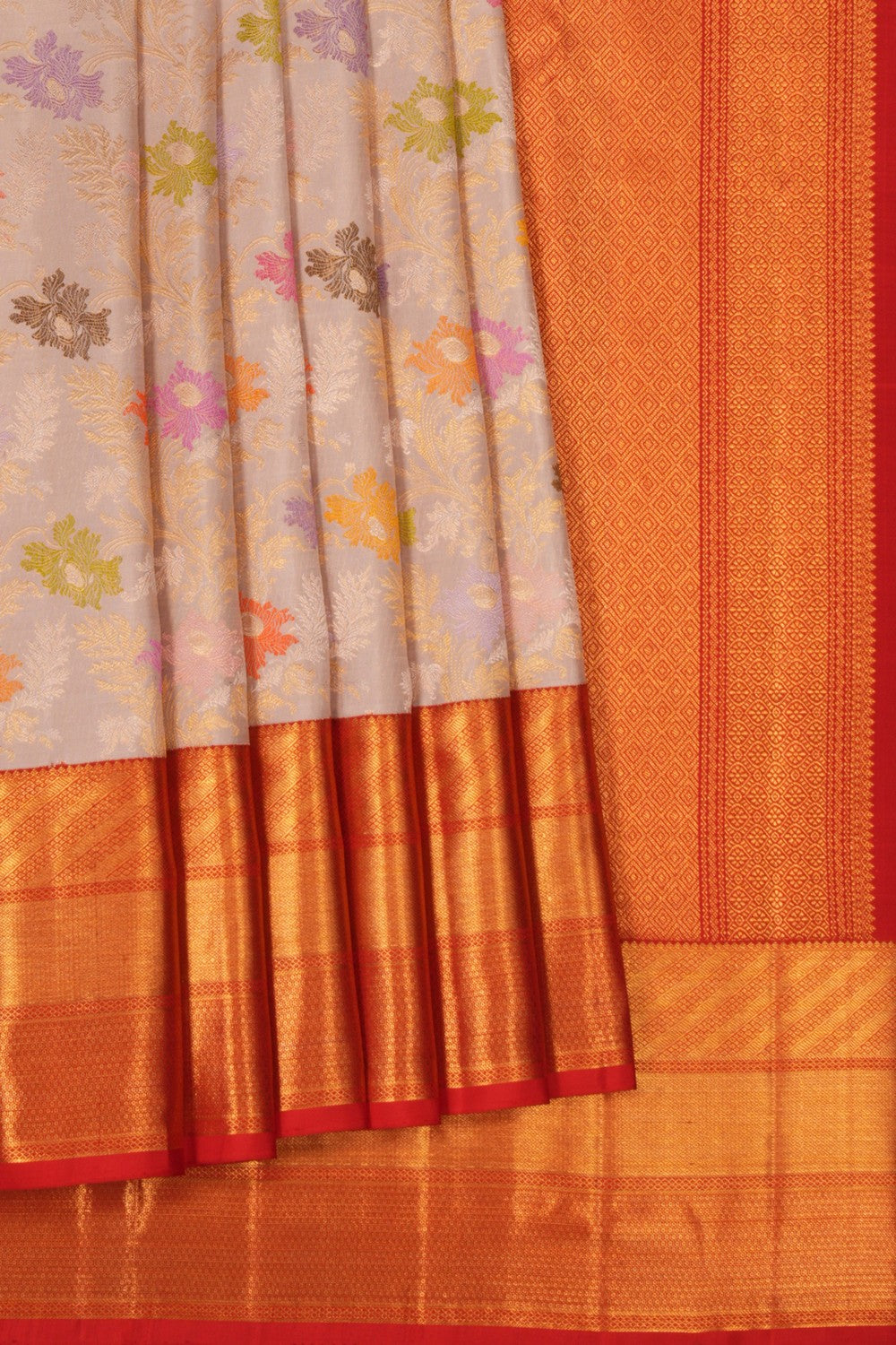 Kanchipattu Brocade Light Grey Saree