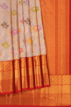 Image of Kanchipattu Brocade Light Grey Saree