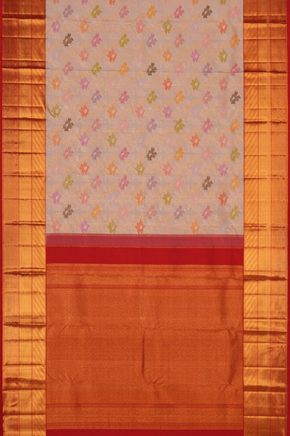 Image of Kanchipattu Brocade Light Grey Saree