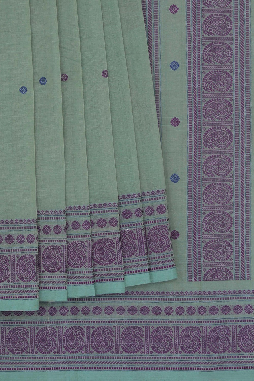 Kanchi Cotton Sage Green Saree