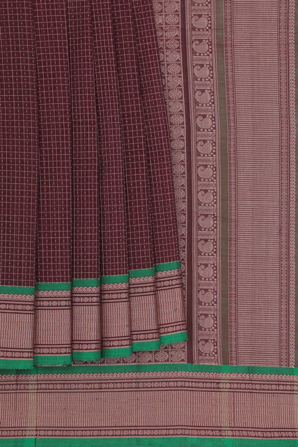 Kanchi Cotton Kattam Brown Saree