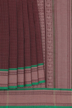 Image of Kanchi Cotton Kattam Brown Saree