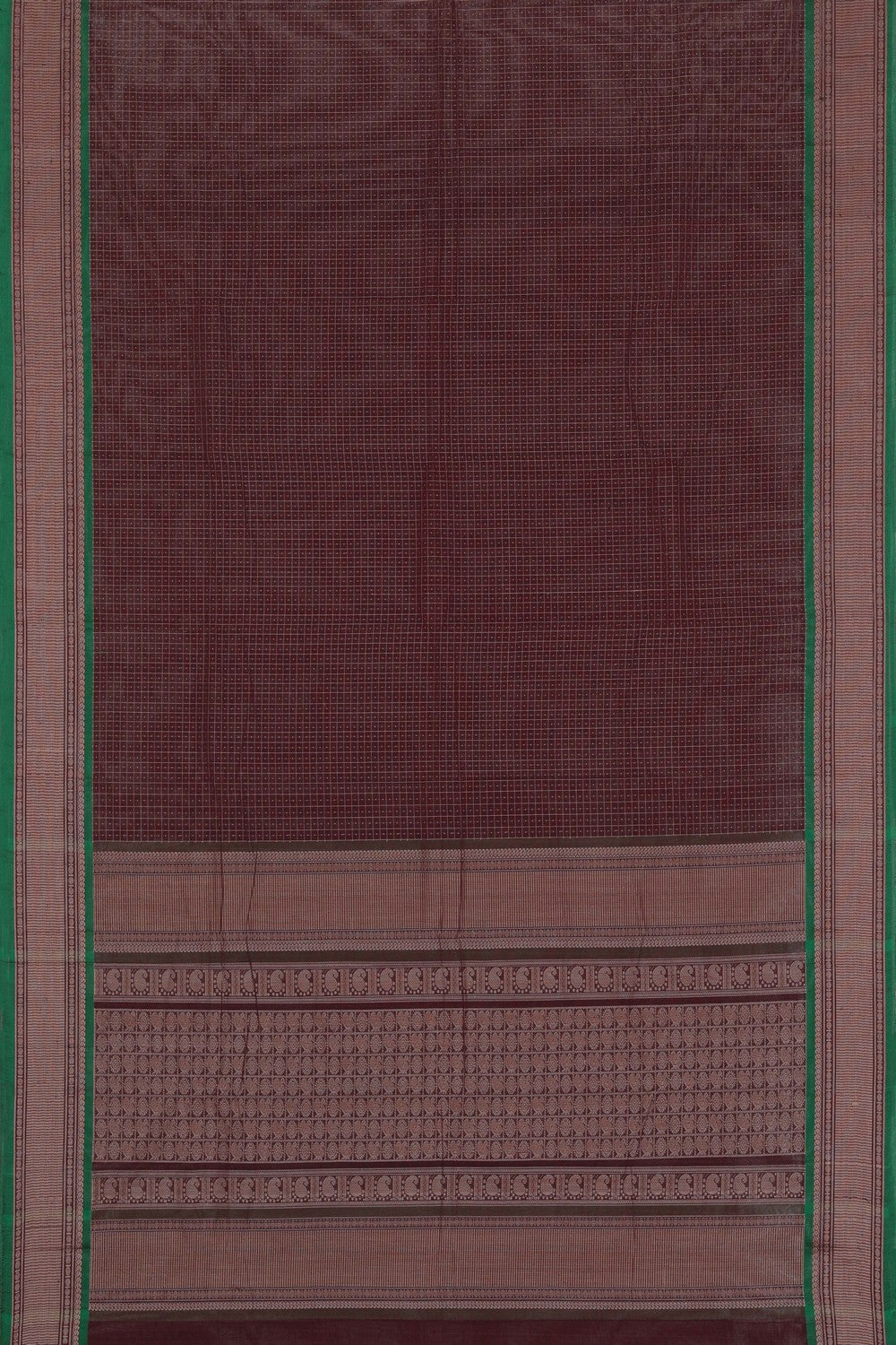 Kanchi Cotton Kattam Brown Saree