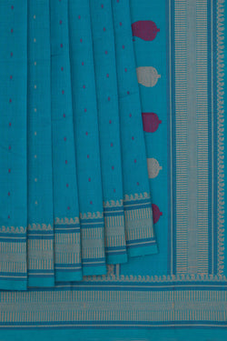 Image of Kanchi Cotton Blue Saree