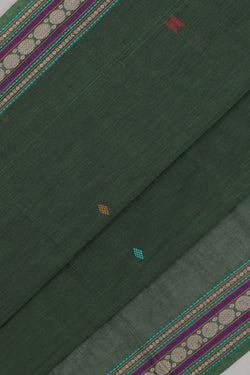 Image of Kanchi Cotton Bottle Green Saree