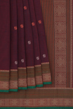 Image of Kanchi Cotton Maroon Saree