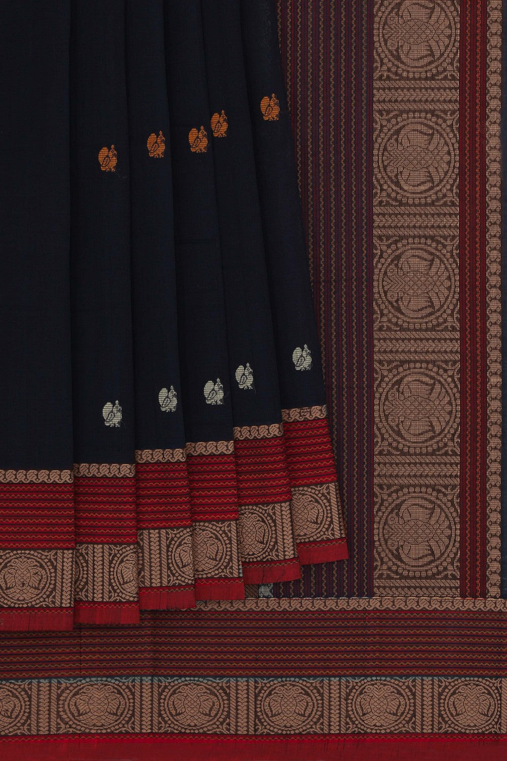 Kanchi Cotton Navy Blue Saree