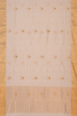 Image of Chanderi Cotton Silk Off-White Saree