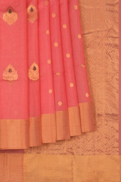 Image of Chanderi Cotton Silk Pink Saree