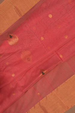 Image of Chanderi Cotton Silk Pink Saree