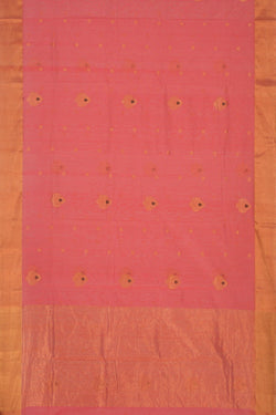 Image of Chanderi Cotton Silk Pink Saree