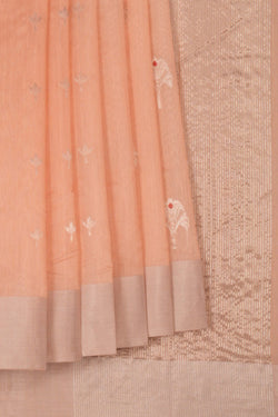 Image of Chanderi Cotton Silk Pastel Peach Saree