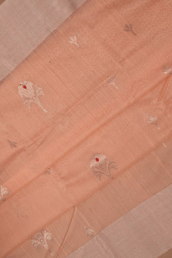 Image of Chanderi Cotton Silk Pastel Peach Saree