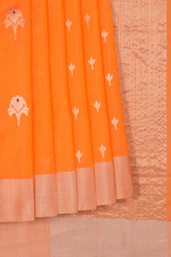 Image of Chanderi Cotton Silk Orange Saree