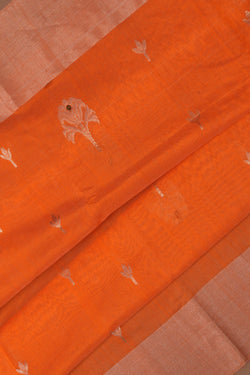 Image of Chanderi Cotton Silk Orange Saree