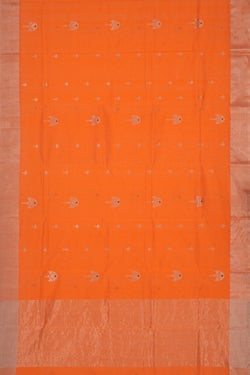 Image of Chanderi Cotton Silk Orange Saree