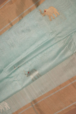 Image of Chanderi Cotton Silk Aqua Blue Saree