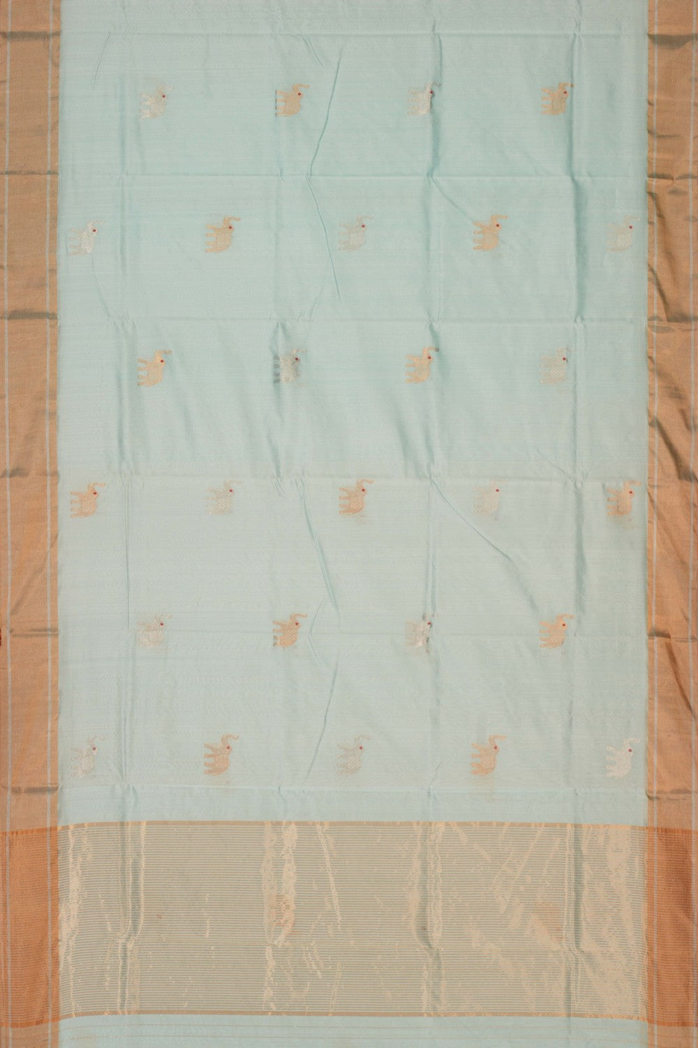 Chanderi Cotton Silk Aqua Blue Saree