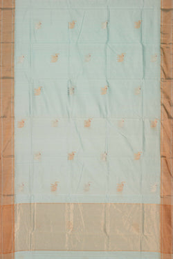 Image of Chanderi Cotton Silk Aqua Blue Saree