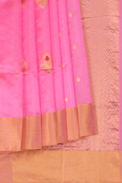 Image of Chanderi Cotton Silk Pink Saree