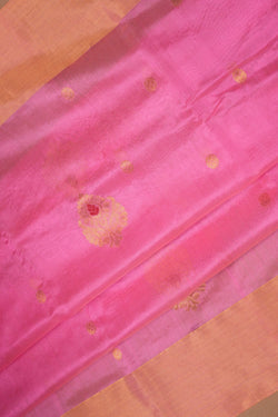 Image of Chanderi Cotton Silk Pink Saree