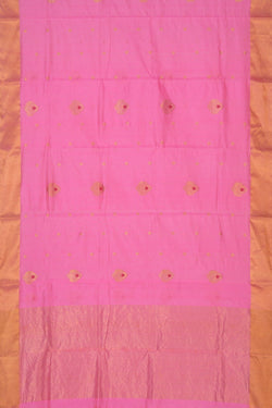 Image of Chanderi Cotton Silk Pink Saree