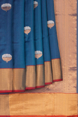 Image of Chanderi Cotton Silk Blue Saree