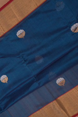 Image of Chanderi Cotton Silk Blue Saree