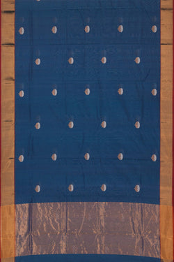 Image of Chanderi Cotton Silk Blue Saree