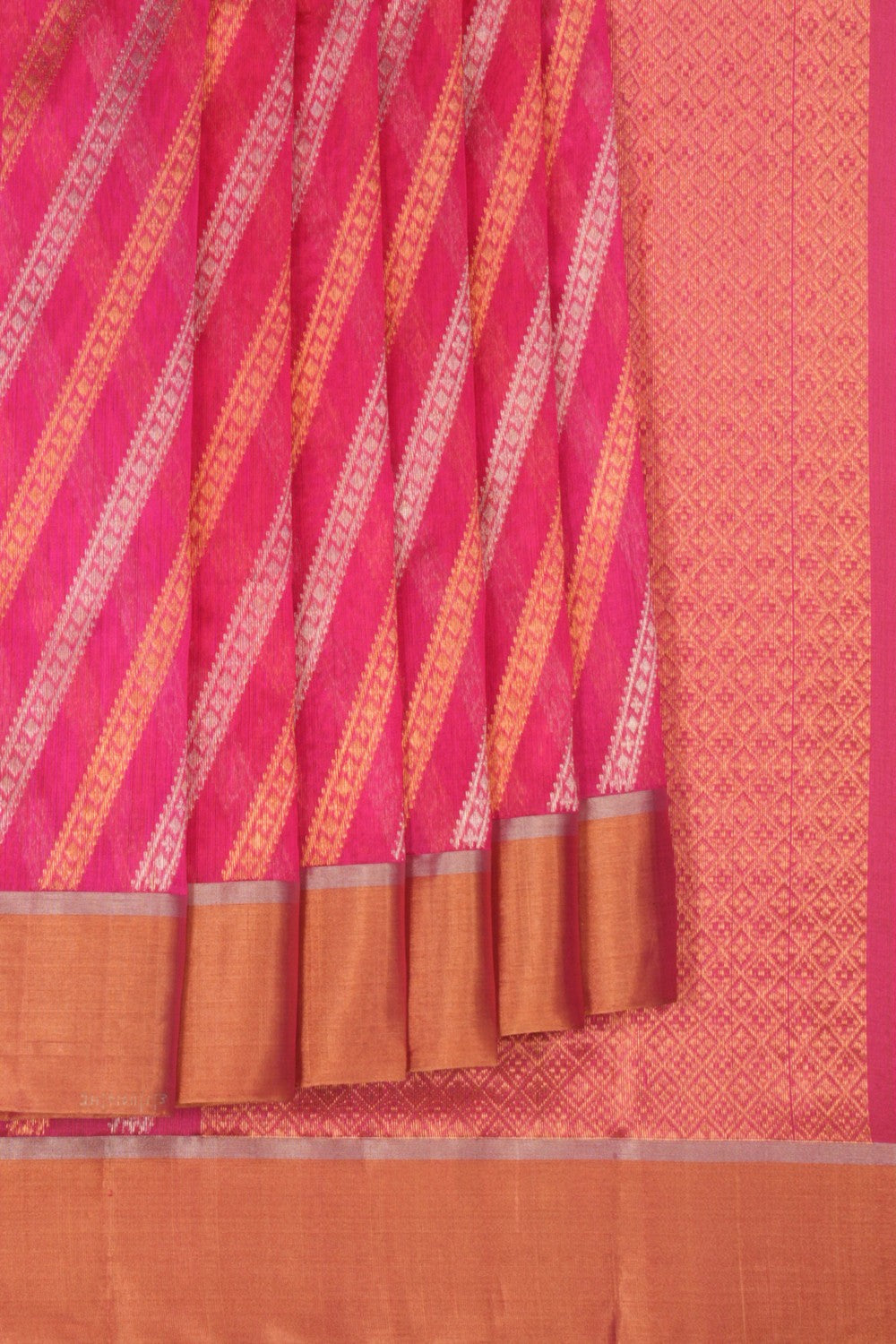 Chanderi Fuchsia-Pink Saree