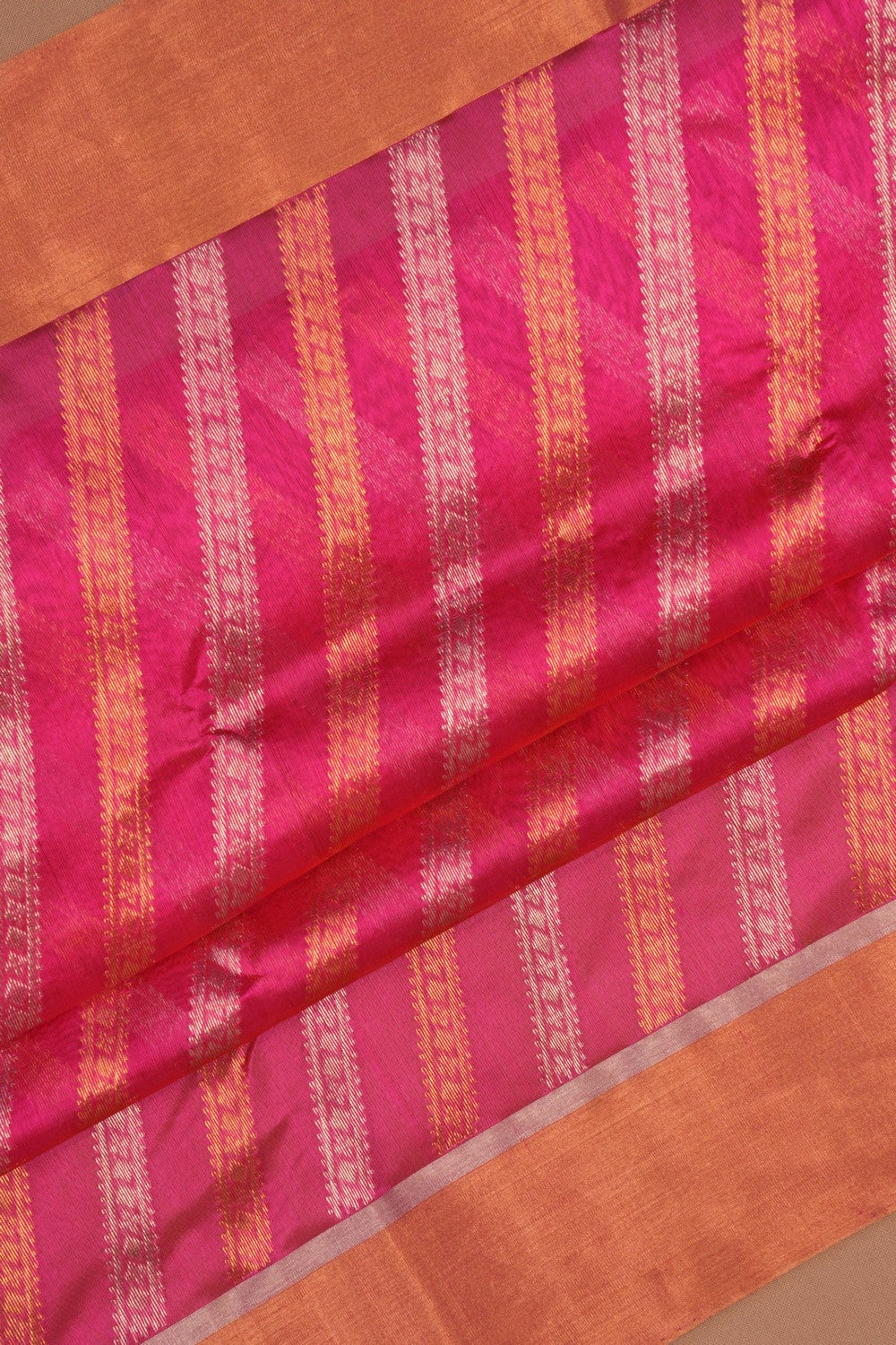 Chanderi Fuchsia-Pink Saree