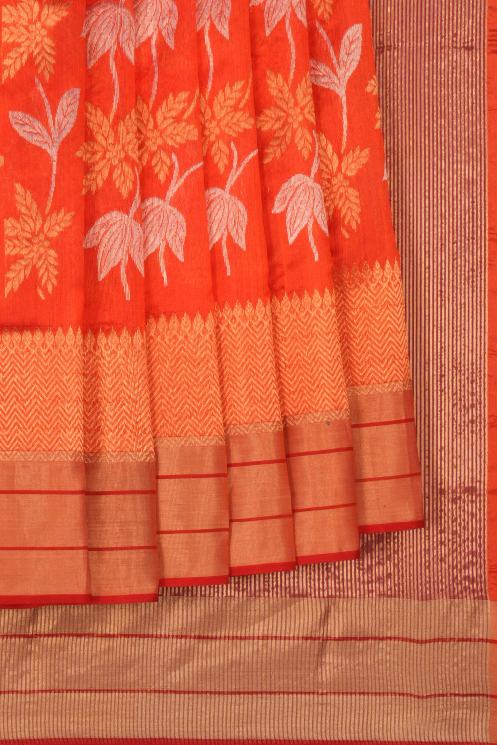 Chanderi Orange Saree