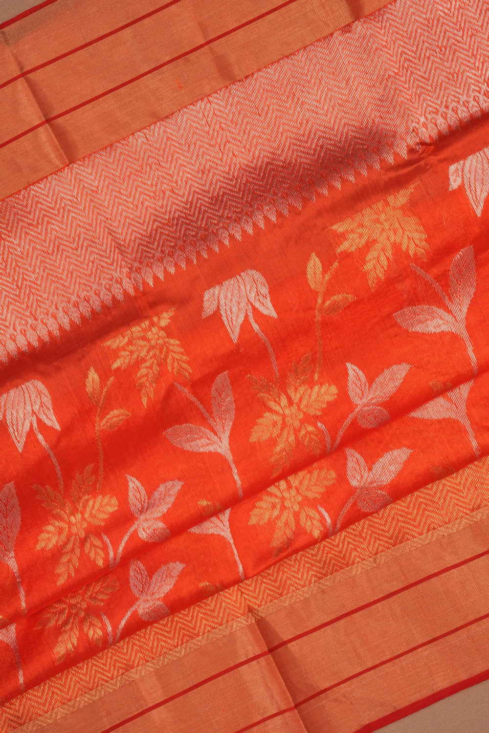 Chanderi Orange Saree