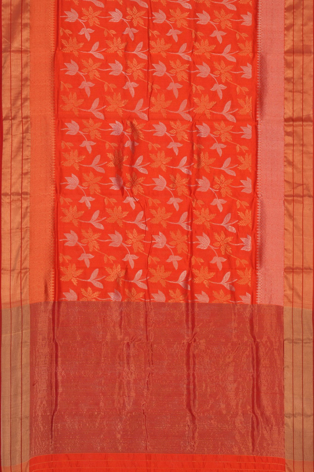 Chanderi Orange Saree