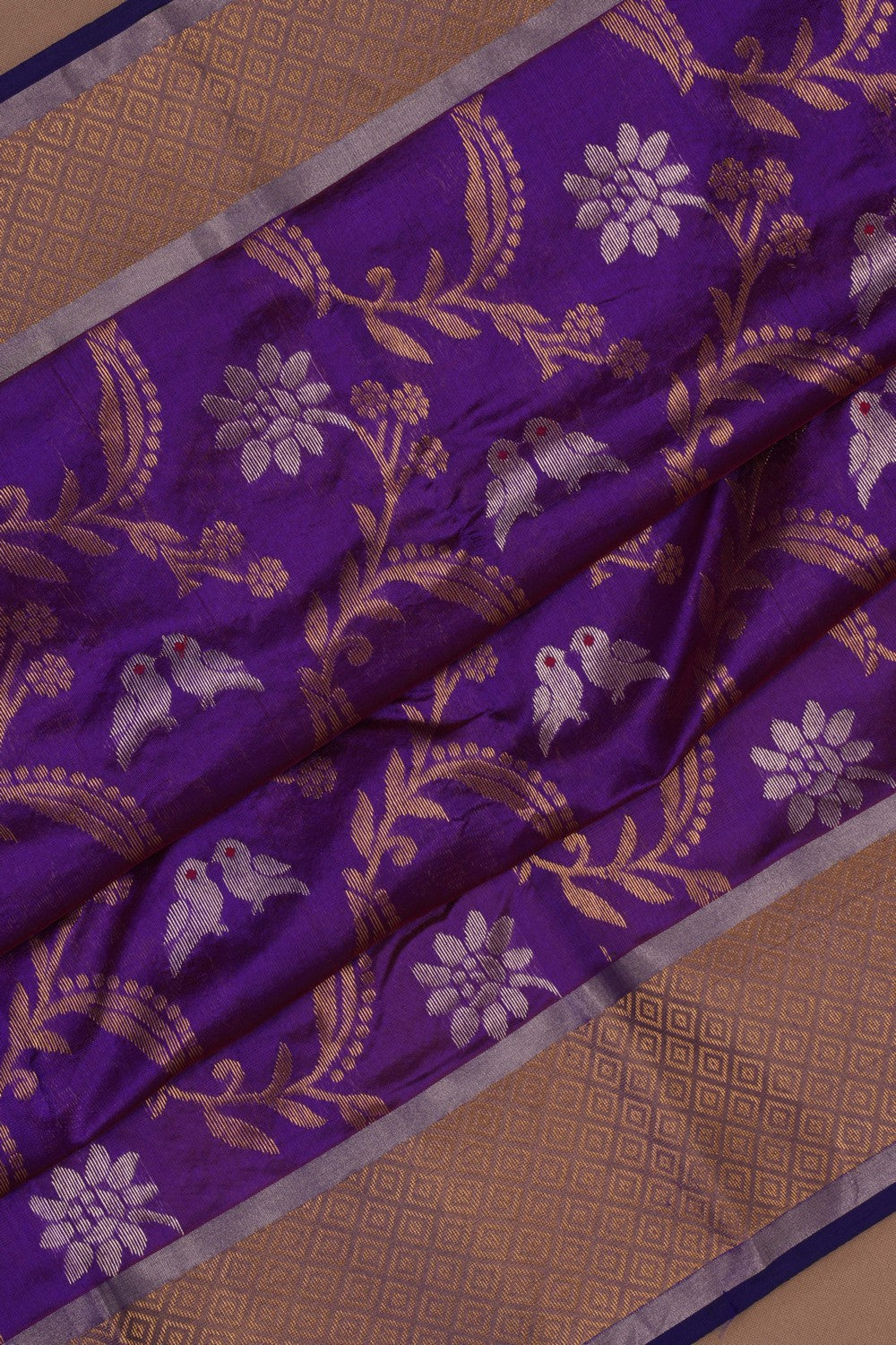 Chanderi Violet Saree