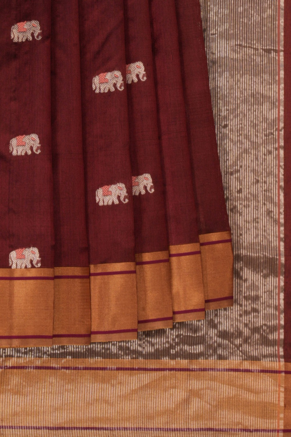 Chanderi Earthy Maroon Saree