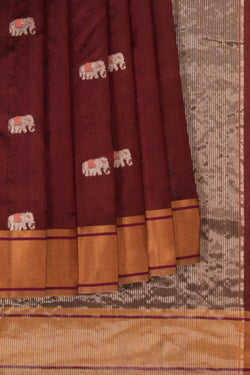 Image of Chanderi Earthy Maroon Saree