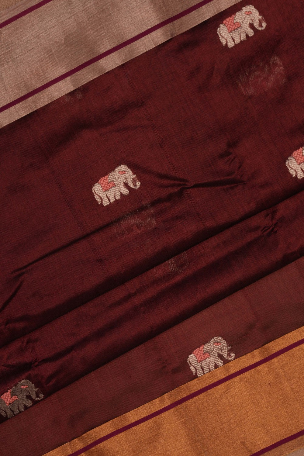 Chanderi Earthy Maroon Saree