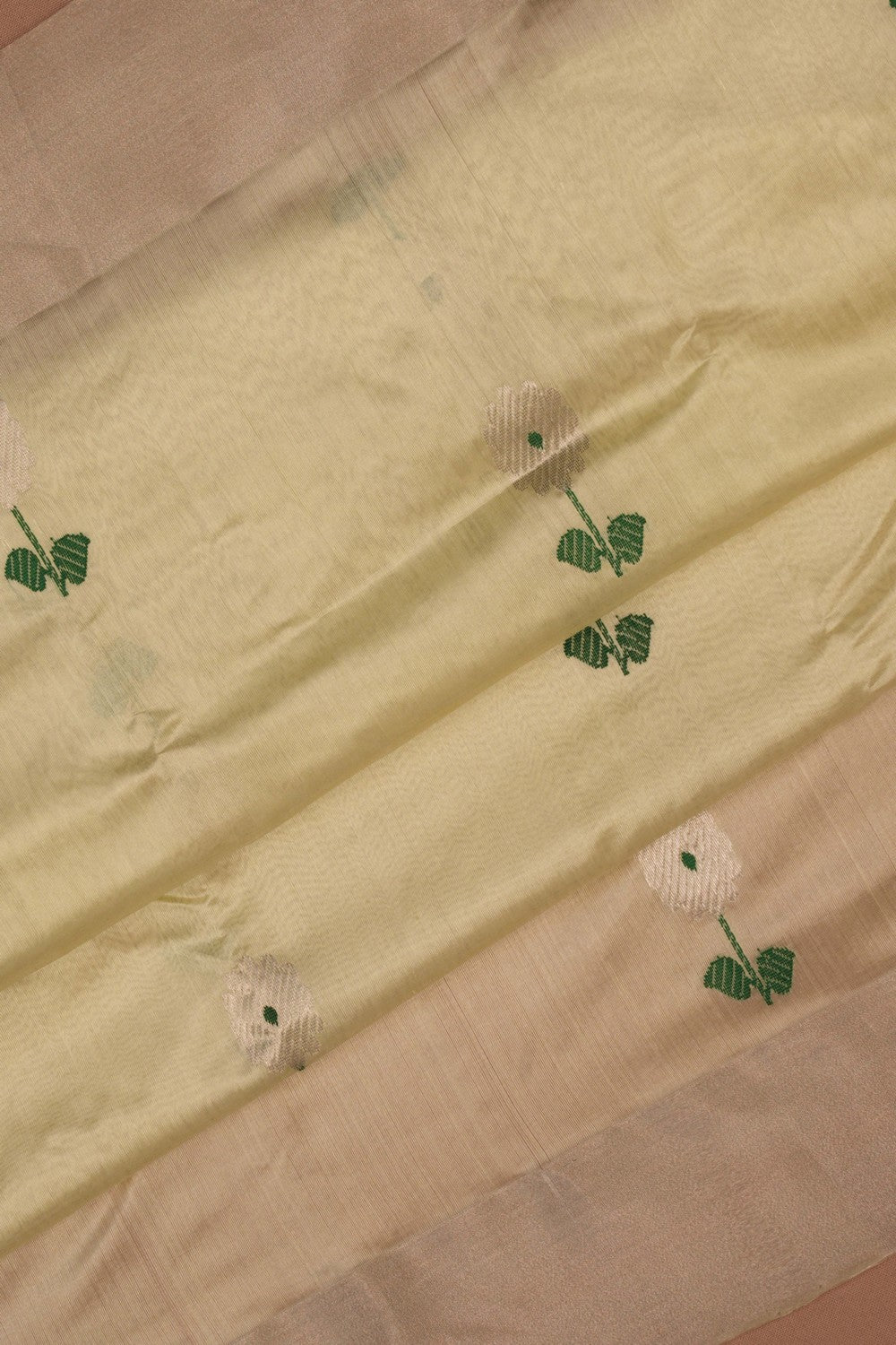 Chanderi Pista Green Saree