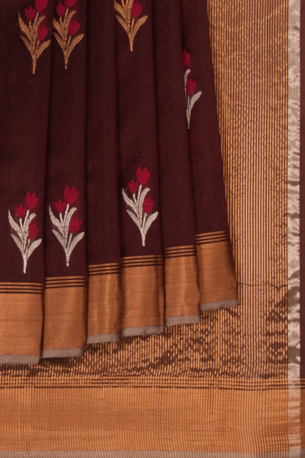 Chanderi Earthy Maroon Saree