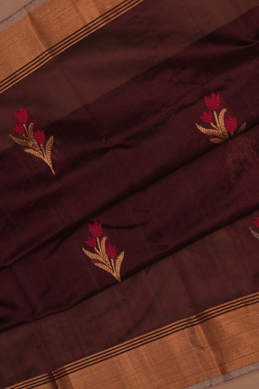 Chanderi Earthy Maroon Saree