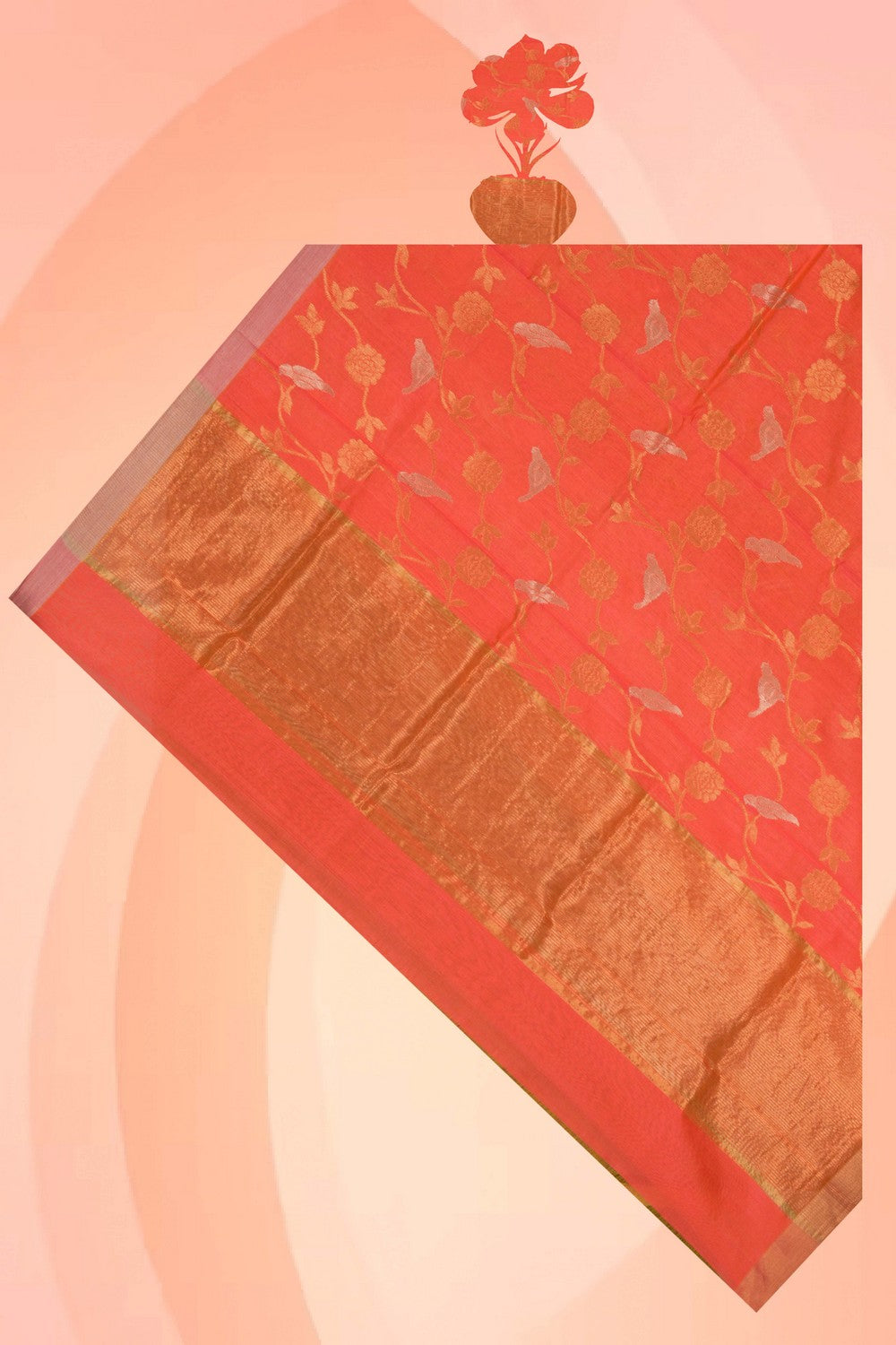 Chanderi Coral Peach Dupatta