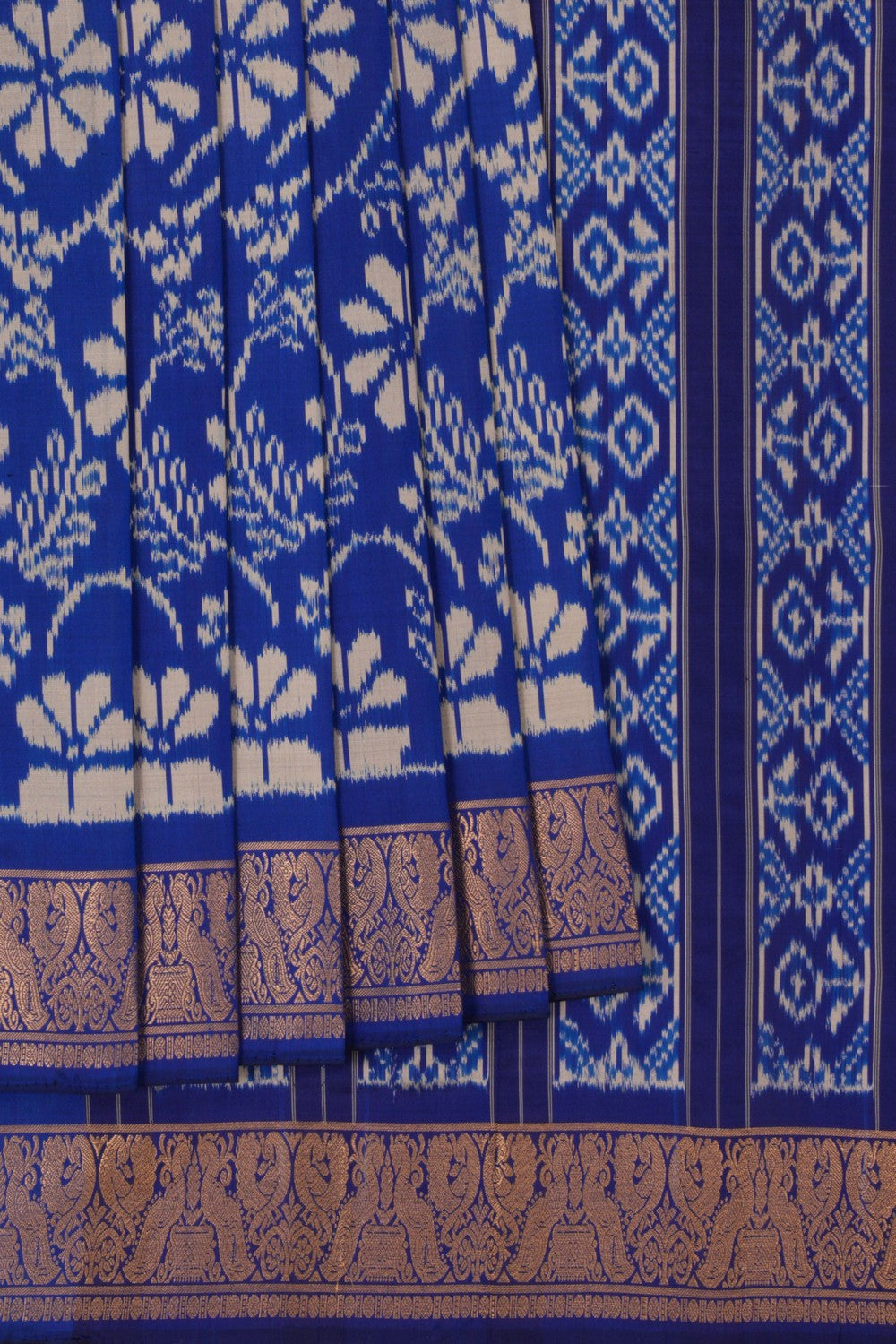 Pochampally Ikat Silk Blue Saree