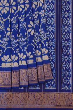 Image of Pochampally Ikat Silk Blue Saree