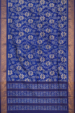 Image of Pochampally Ikat Silk Blue Saree