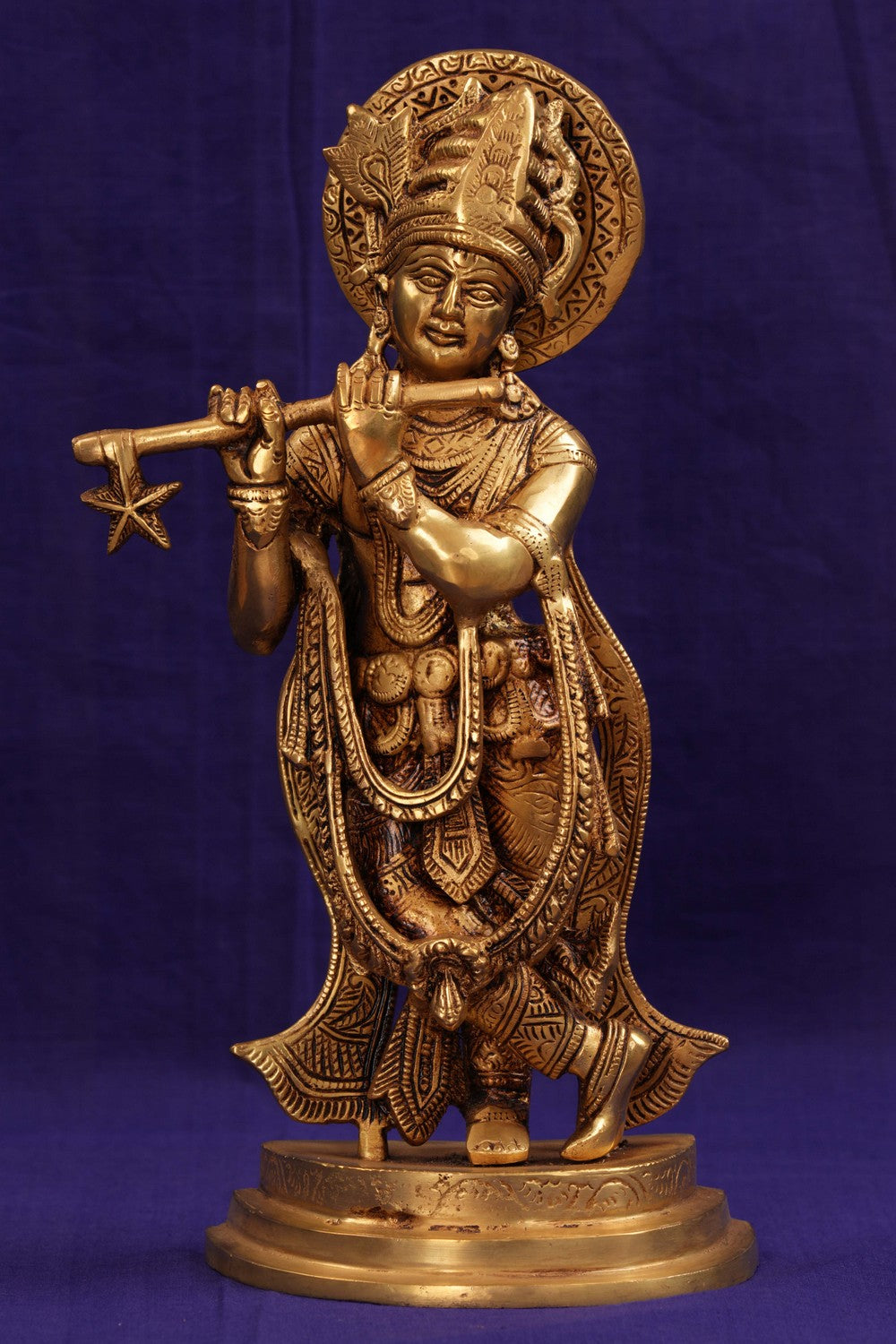 Image of Brass Krishna with flute in his hand