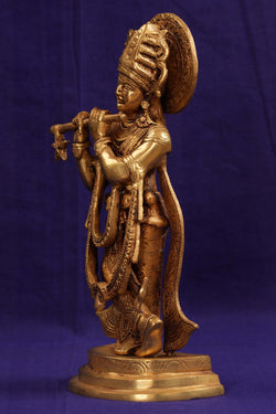 Image of Brass Krishna with flute in his hand